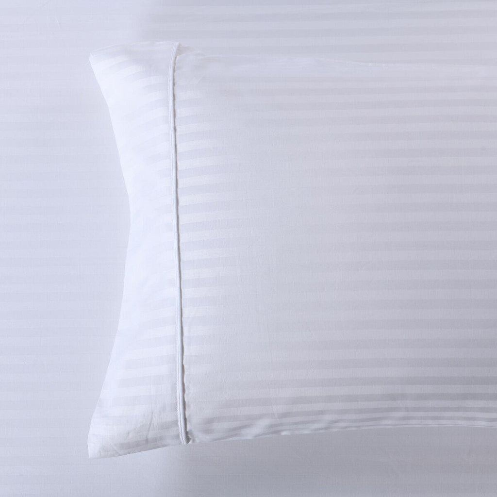 Damask Stripe 600 Thread Count Pillowcases (Pair)-Royal Tradition-King Pillowcases Pair-White-Egyptian Linens