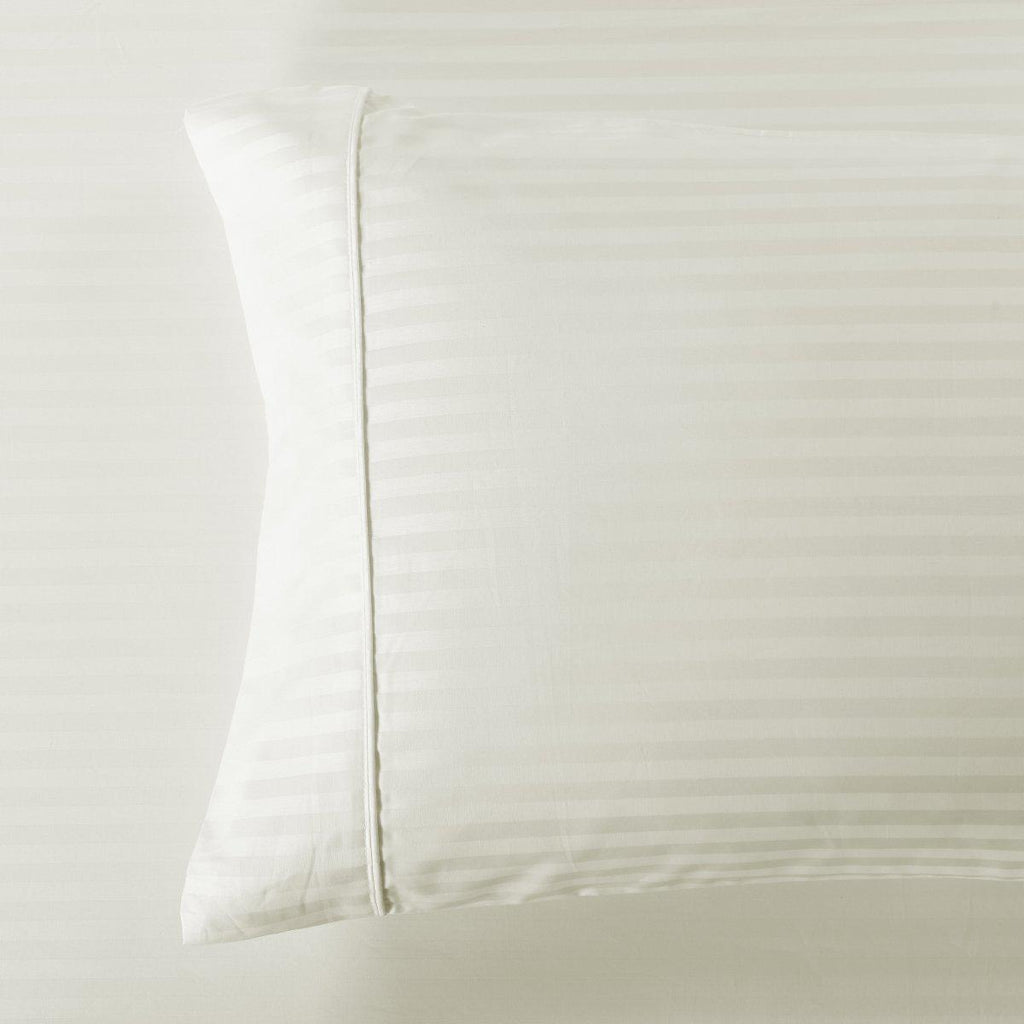 Damask Stripe 600 Thread Count Pillowcases (Pair)-Royal Tradition-Standard Pillowcases Pair-Ivory-Egyptian Linens
